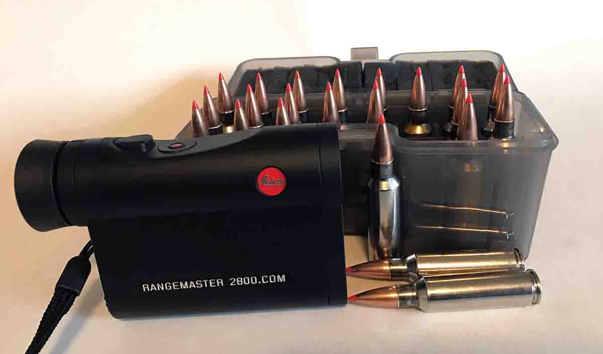 The Rangemaster 2800.COM can be configured to provide ballistics for a variety of factory cartridges and custom loads.